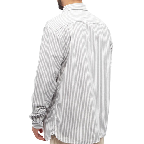 FRED PERRY M6574 638 FIELD GREEN STRIPED OXFORD SHIRT S